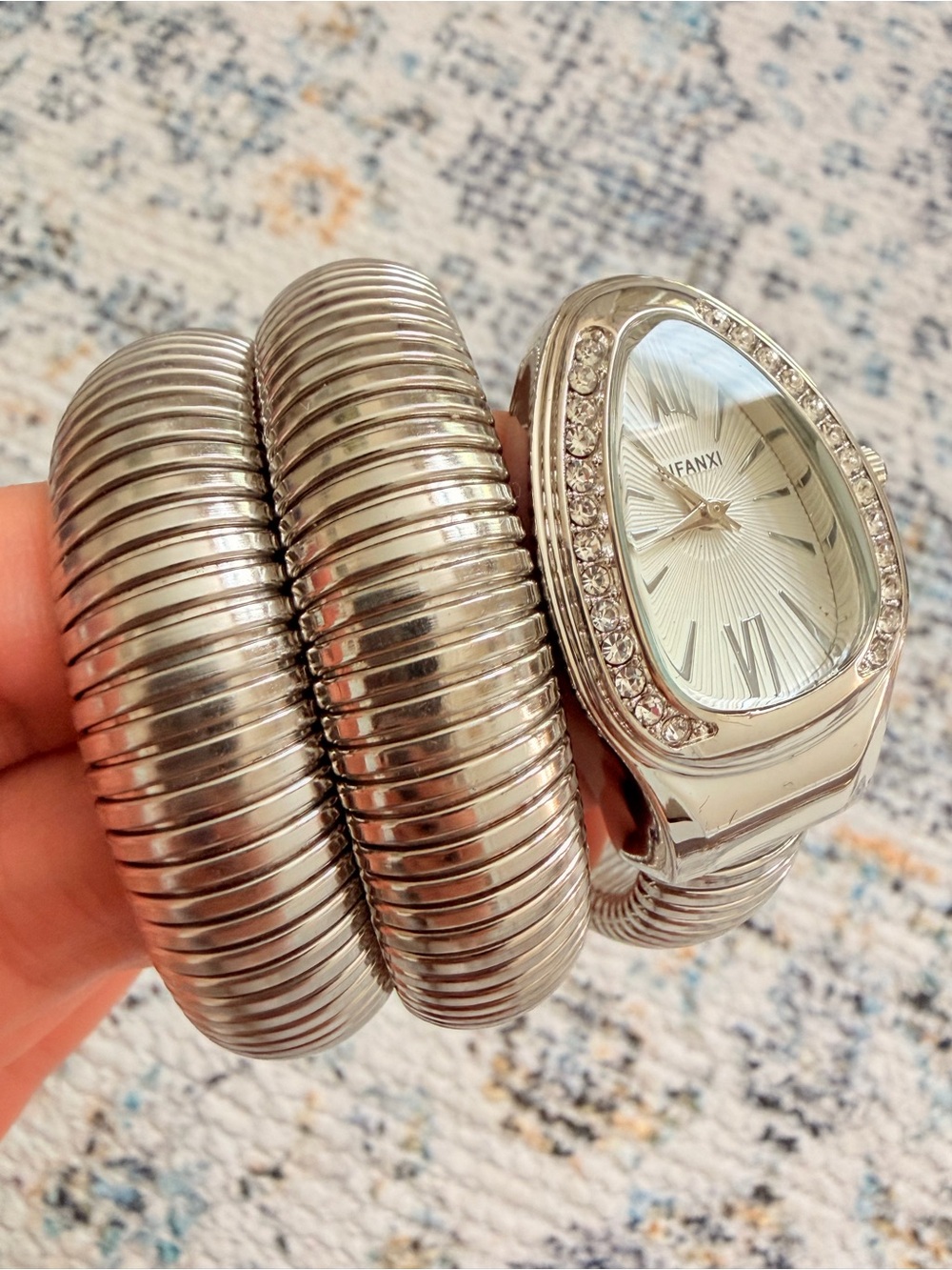 Serpenti Snake Silver Coil Wrap Watch with Crystal Accents - Picture 2 of 9